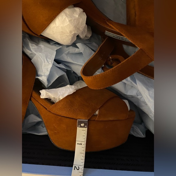 BNIB Prada Suede Platform Brown Sandal cross strap size 38 8 - Picture 10 of 10